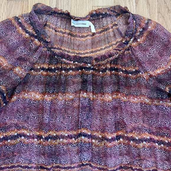 ISABEL MARANT ETOILE silk long sleeve abstract bohemian blouse sheer size 10 - Picture 7 of 12